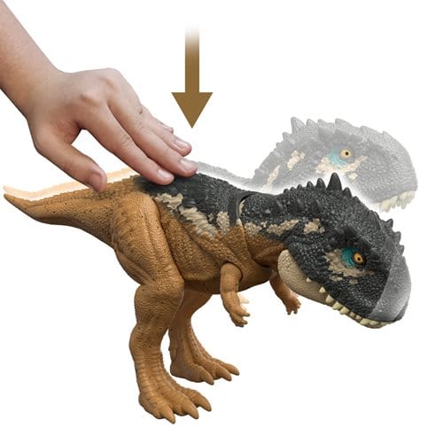 Jurassic World Dominion Roar Strikers Rajasaurus Figure with Roar & Chomp for Kids