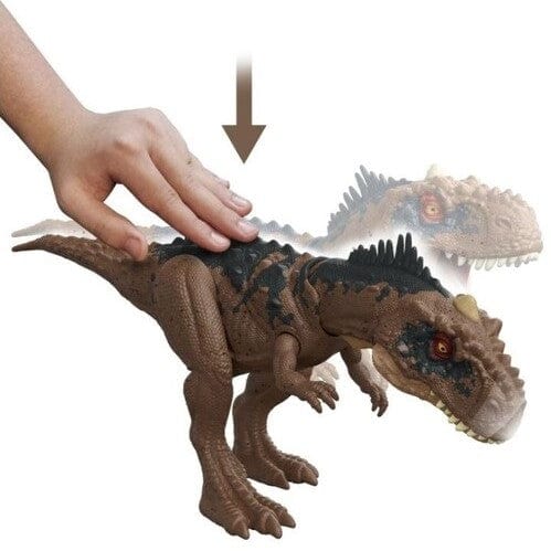 Jurassic World Dominion Roar Strikers Rajasaurus Figure with Roar & Chomp for Kids