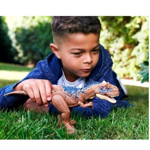 Jurassic World Dominion Roar Strikers Rajasaurus Figure with Roar & Chomp for Kids