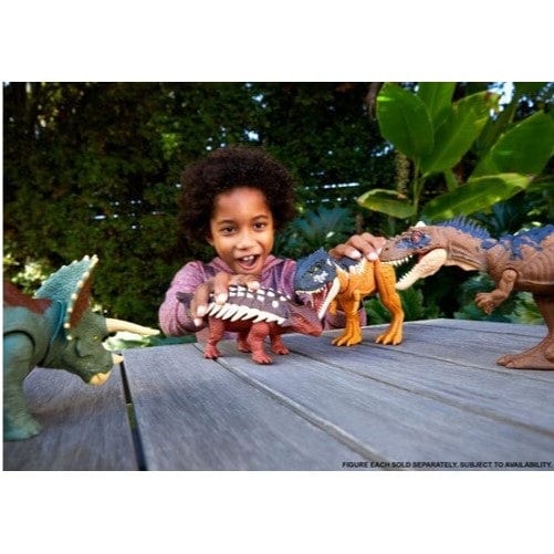 Jurassic World Dominion Roar Strikers Rajasaurus Figure with Roar & Chomp for Kids
