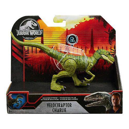 Jurassic World Velociraptor Charlie Action Figure with Savage Strike Moves for Kids