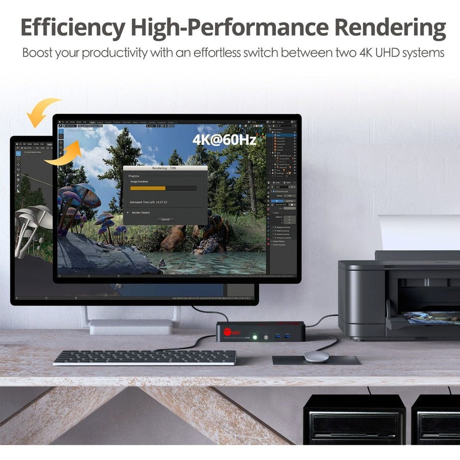 KVM Switch 2-Port DisplayPort 4K - Smart Console Switch USB 3.0 Multi-Media TAA Compliant | TecISoft CE-DP0F11-S1