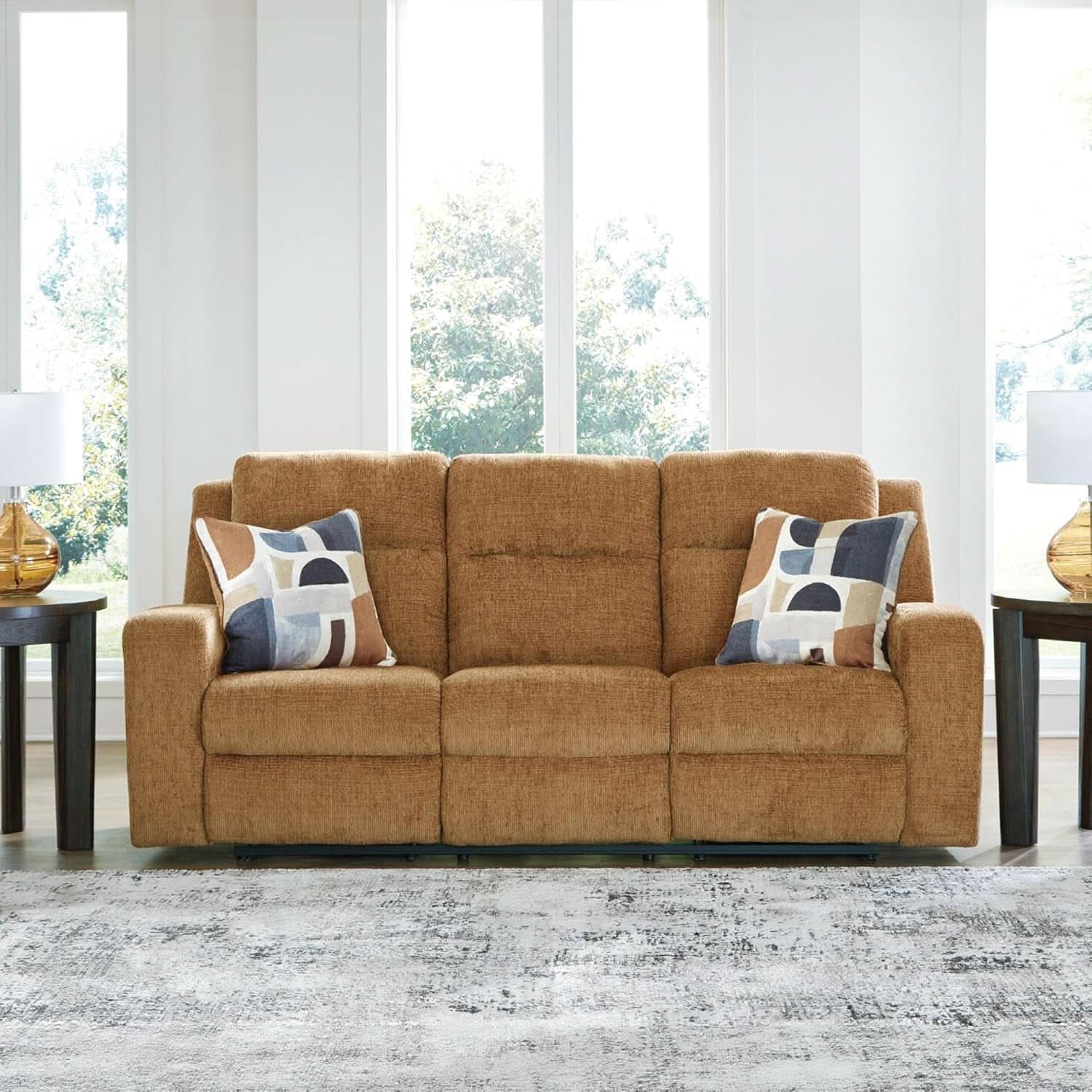 Kanlow Light Brown Manual Reclining Sofa For Living Room