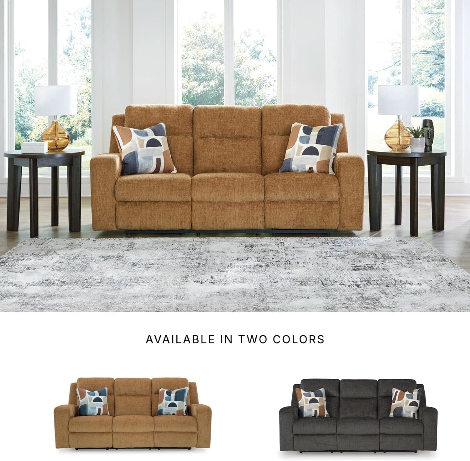 Kanlow Light Brown Manual Reclining Sofa For Living Room