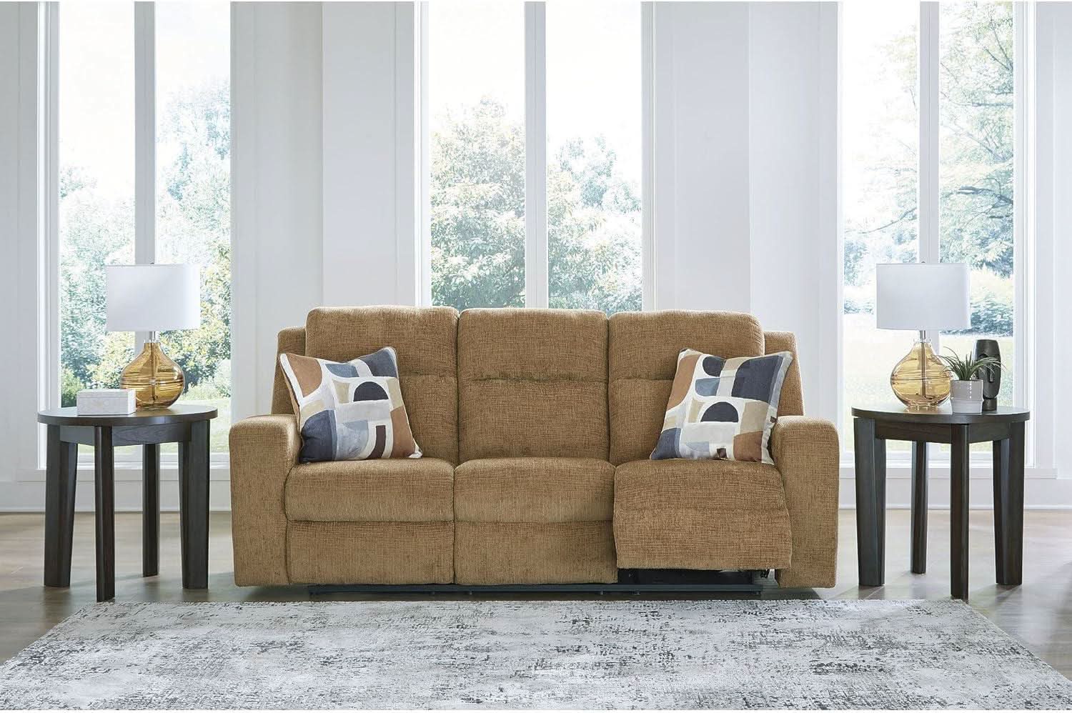 Kanlow Light Brown Manual Reclining Sofa For Living Room