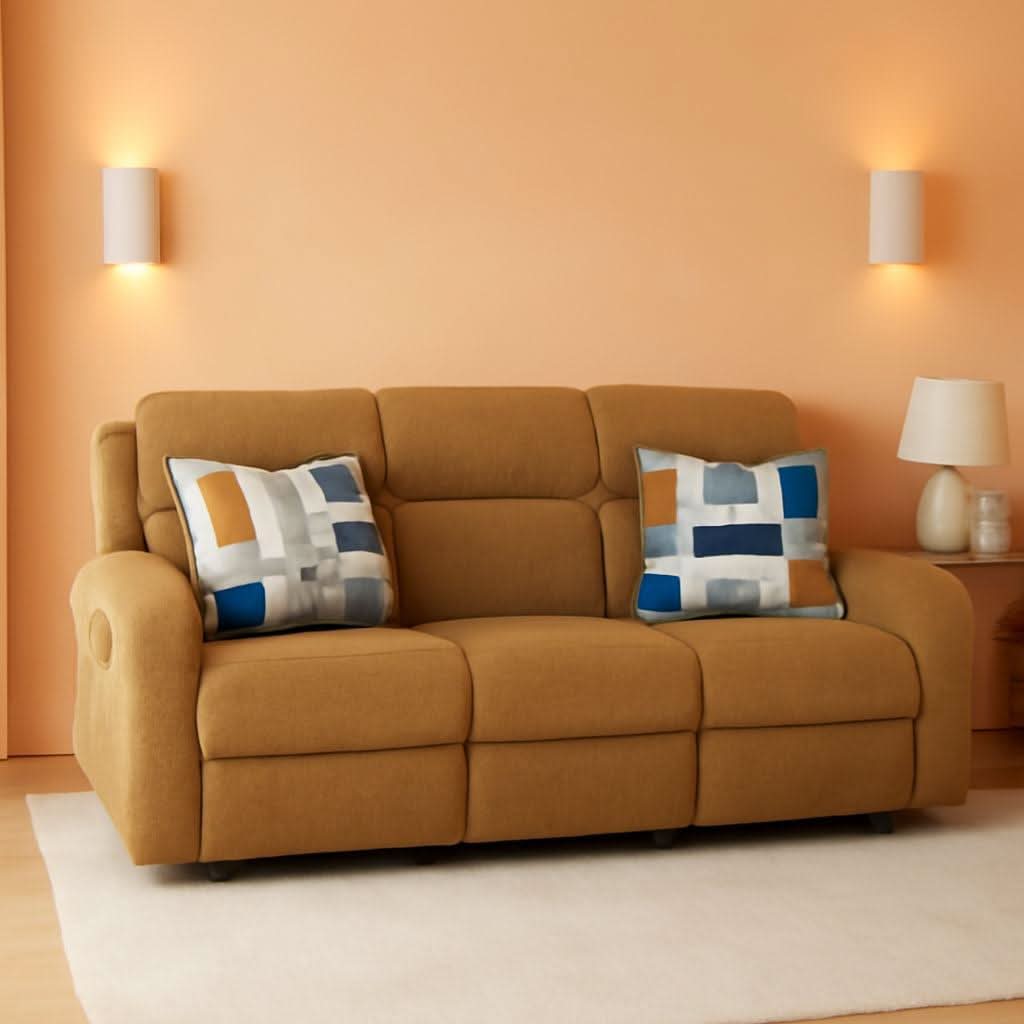 Kanlow Light Brown Manual Reclining Sofa For Living Room