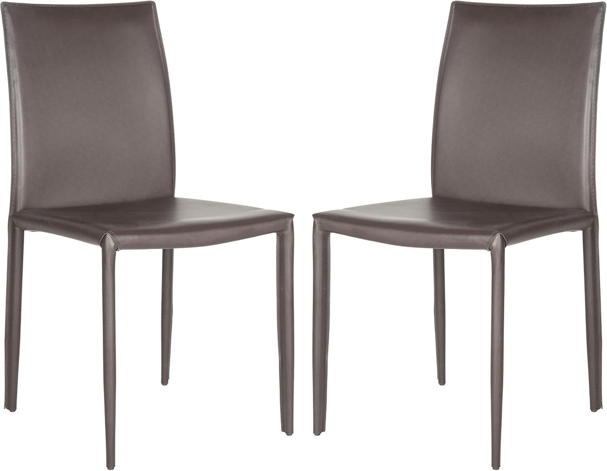 Karna Modern Brown Bonded Leather Dining Chair Set Of 2