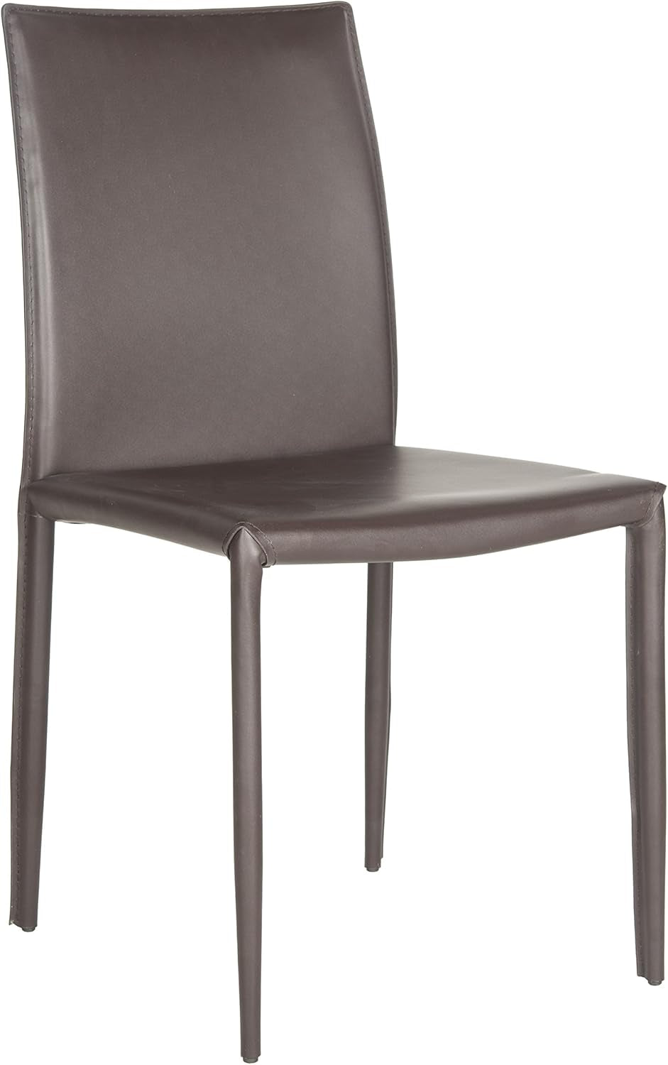 Karna Modern Brown Bonded Leather Dining Chair Set Of 2