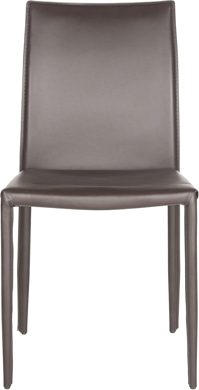 Karna Modern Brown Bonded Leather Dining Chair Set Of 2