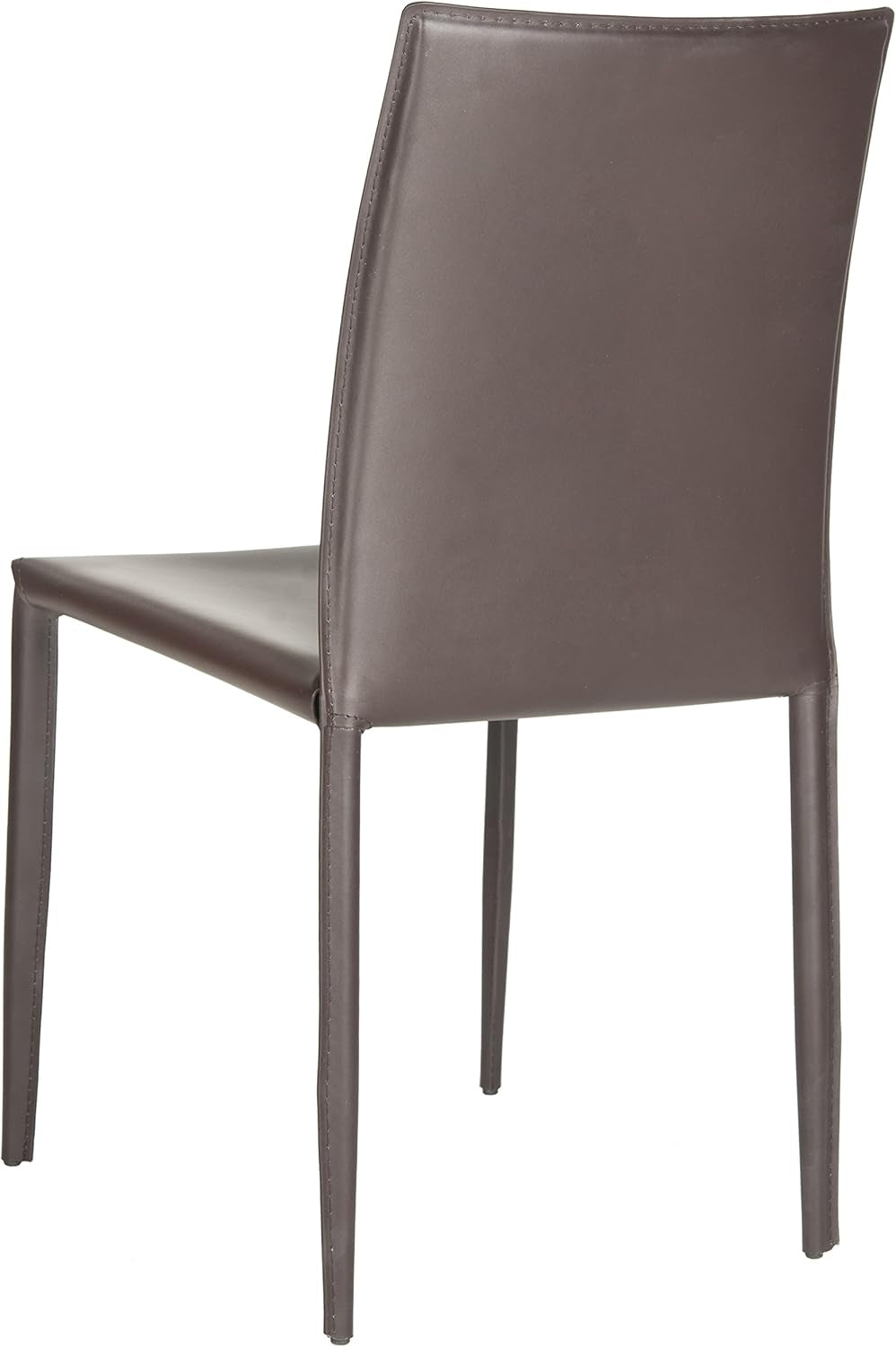 Karna Modern Brown Bonded Leather Dining Chair Set Of 2