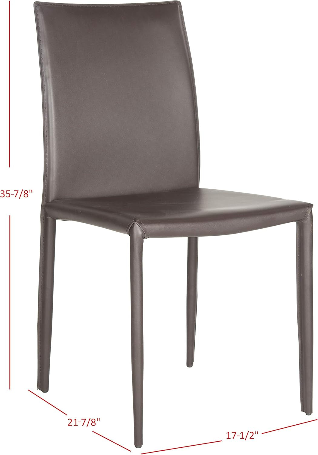 Karna Modern Brown Bonded Leather Dining Chair Set Of 2