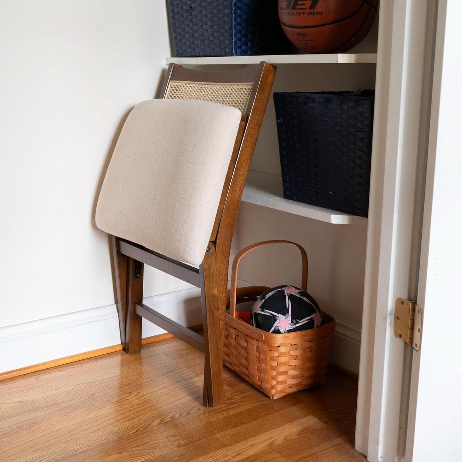 Kasi Brown Natural Rattan Cane Foldable Dining Side Chair