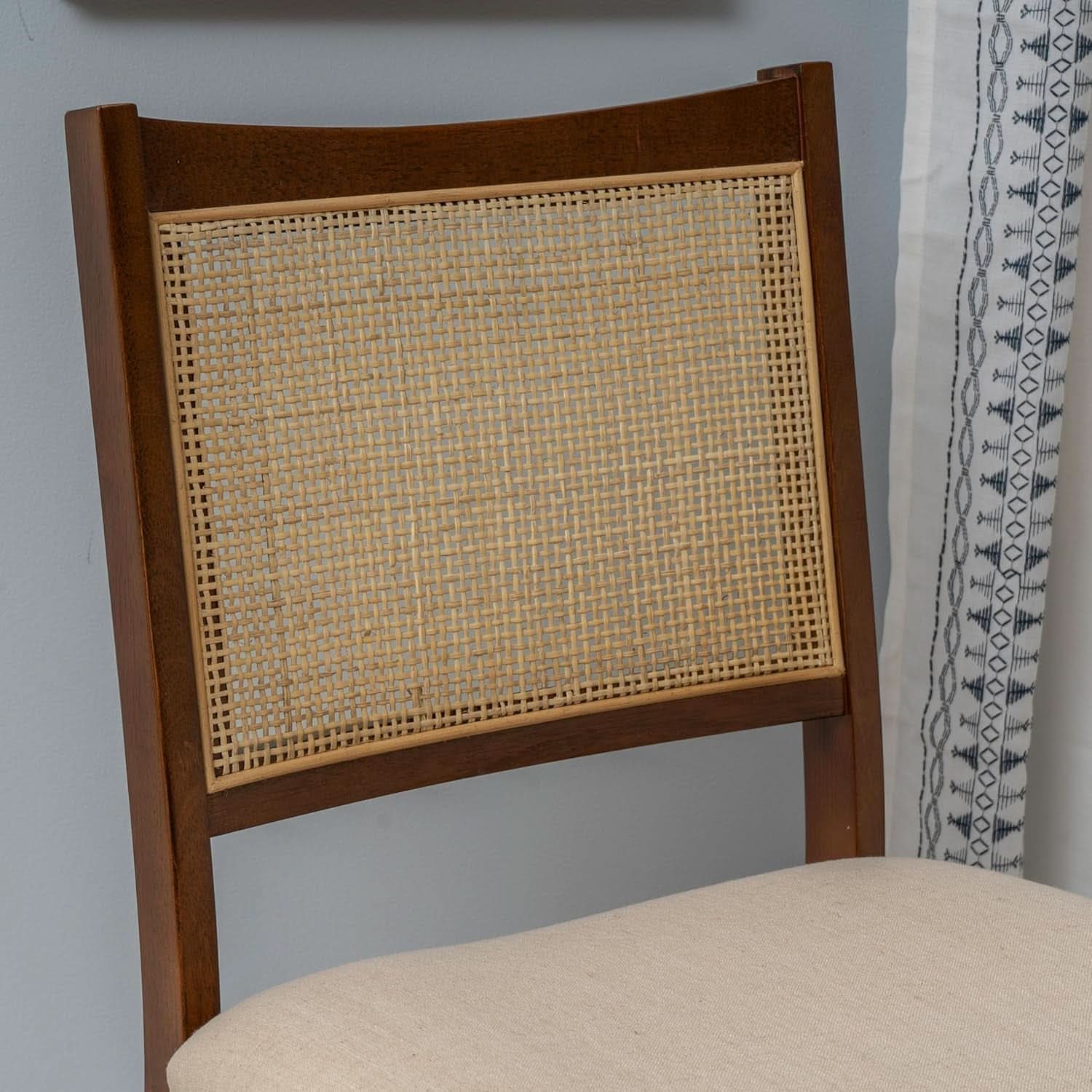 Kasi Brown Natural Rattan Cane Foldable Dining Side Chair