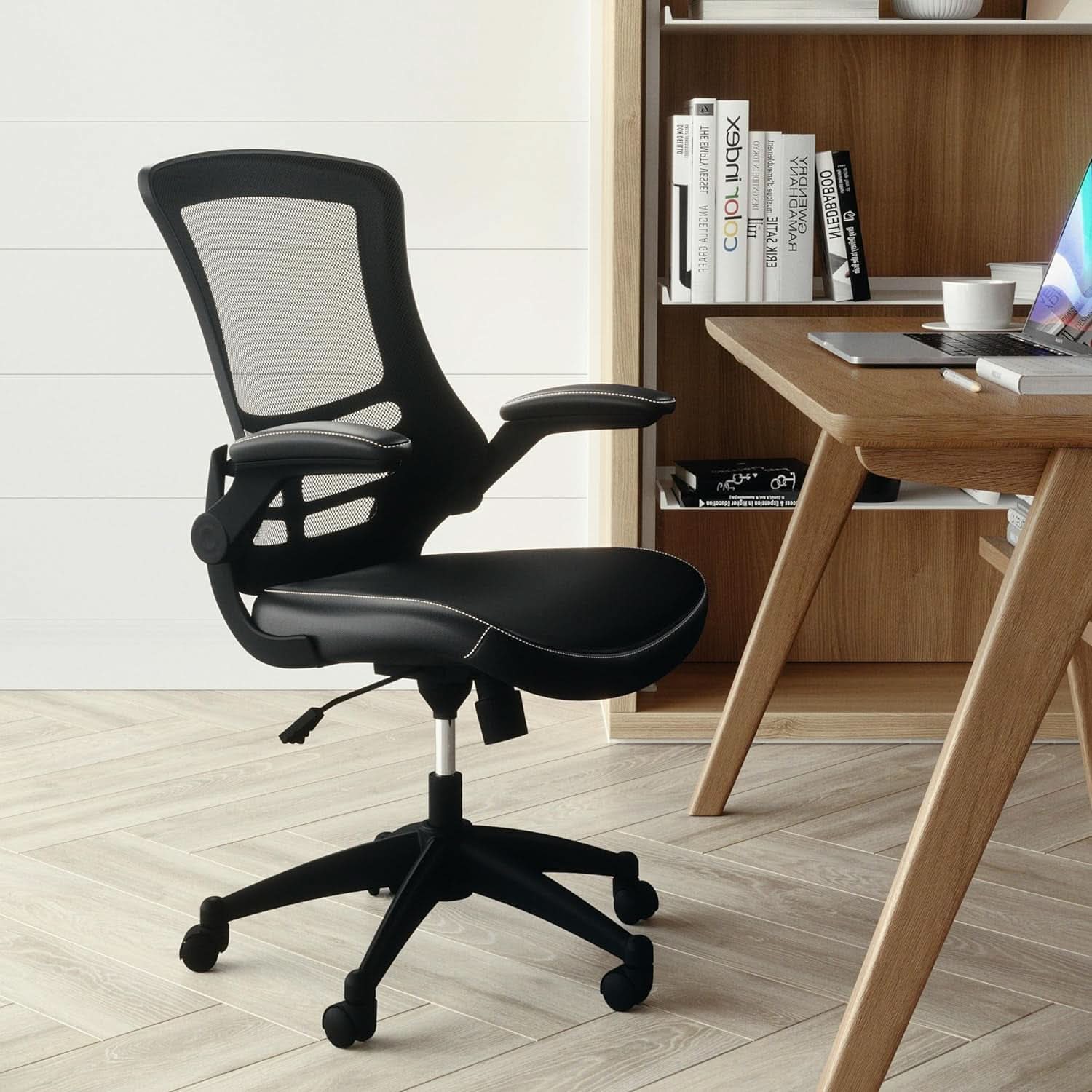 Kelista Mid-Back Ergonomic Office Chair With Adjustable Height, Black