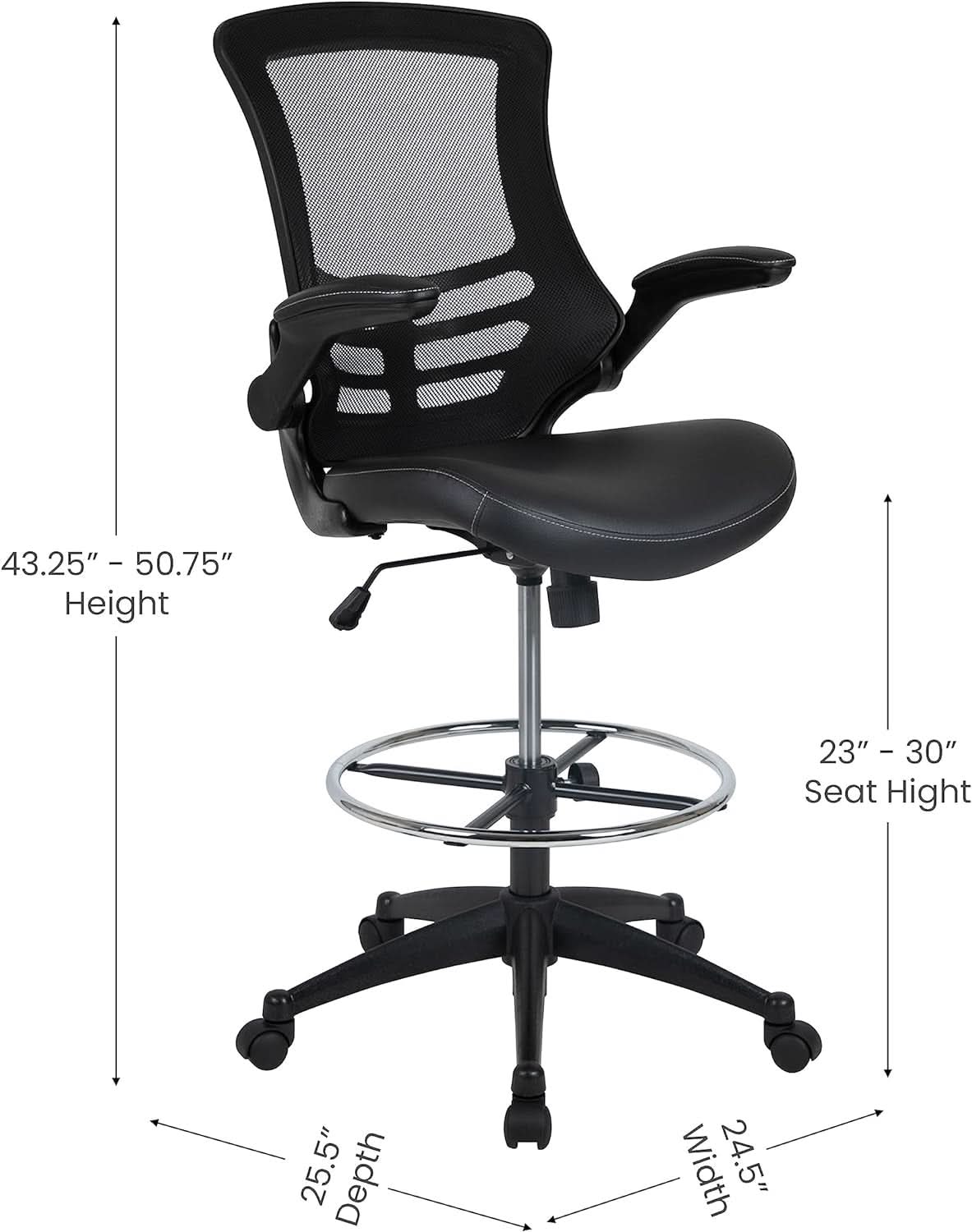 Kelista Mid Back Swivel Ergonomic Office Chair Black