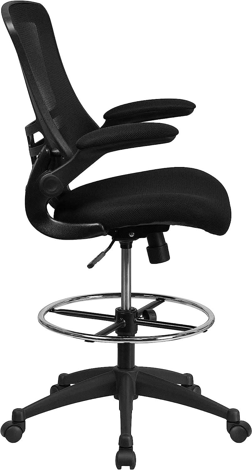 Kelista Mid Back Swivel Office Chair With Flip Up Armrests And Adjustable Height