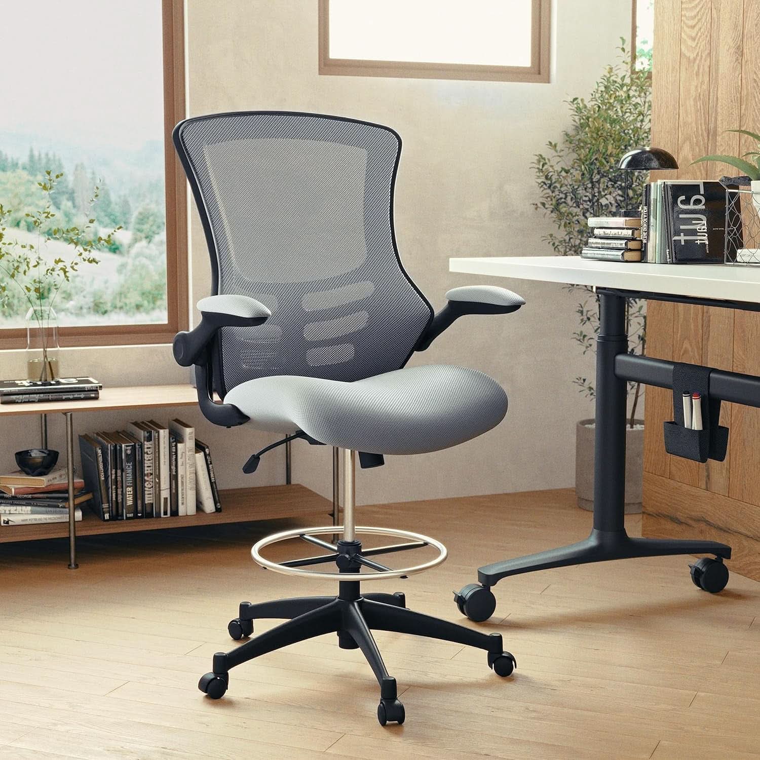 Kelista Mid Back Swivel Office Chair With Height Adjustable Dark Gray Mesh