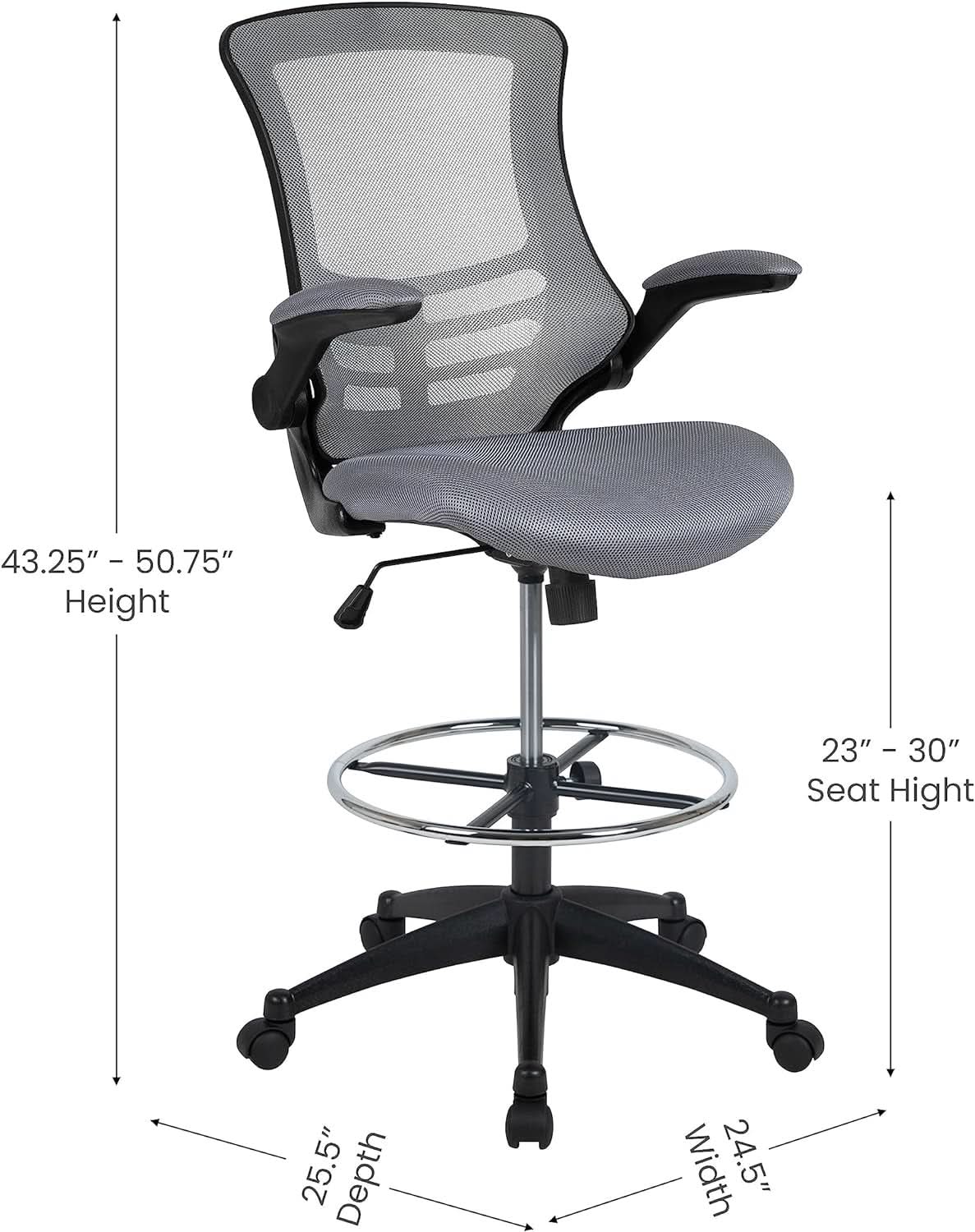 Kelista Mid Back Swivel Office Chair With Height Adjustable Dark Gray Mesh