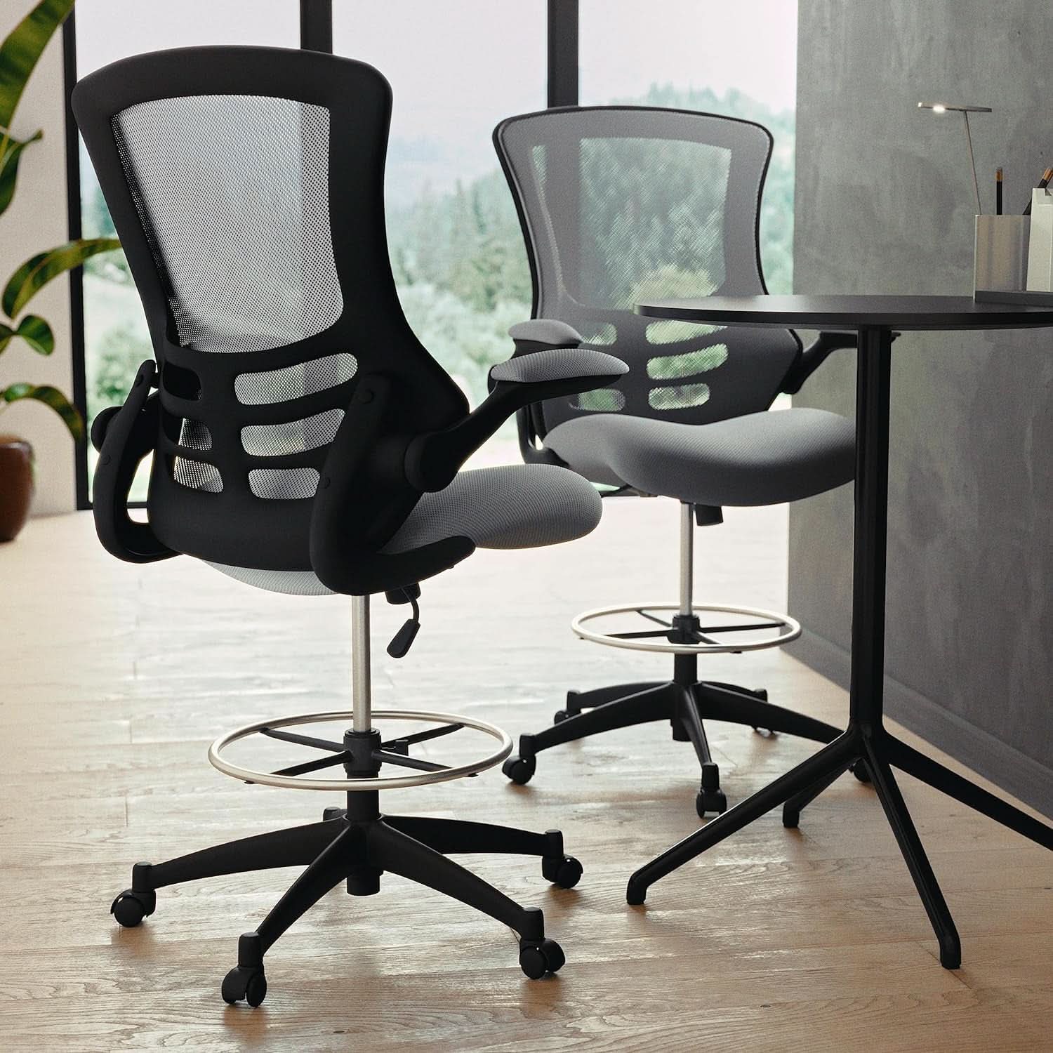 Kelista Mid Back Swivel Office Chair With Height Adjustable Dark Gray Mesh