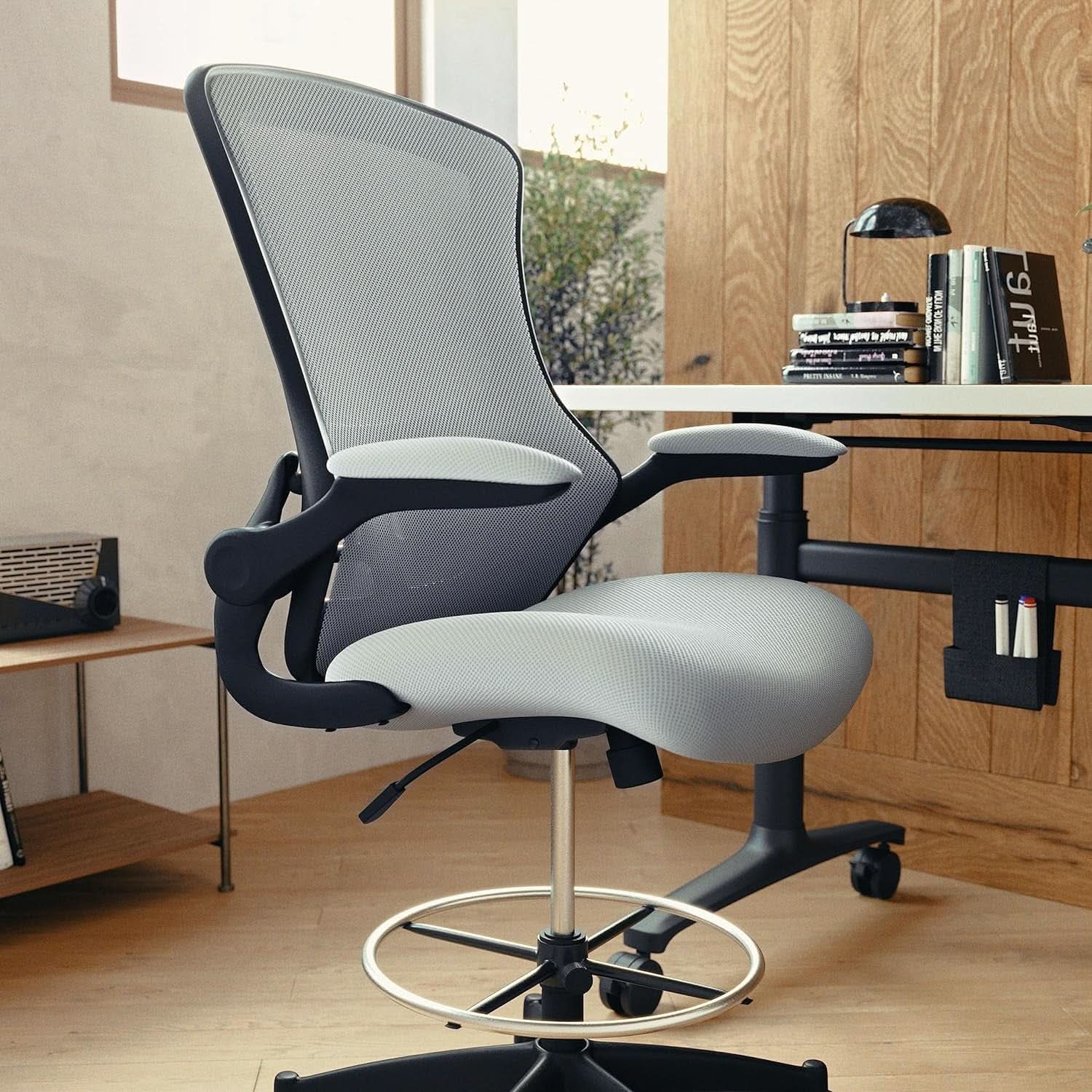 Kelista Mid Back Swivel Office Chair With Height Adjustable Dark Gray Mesh
