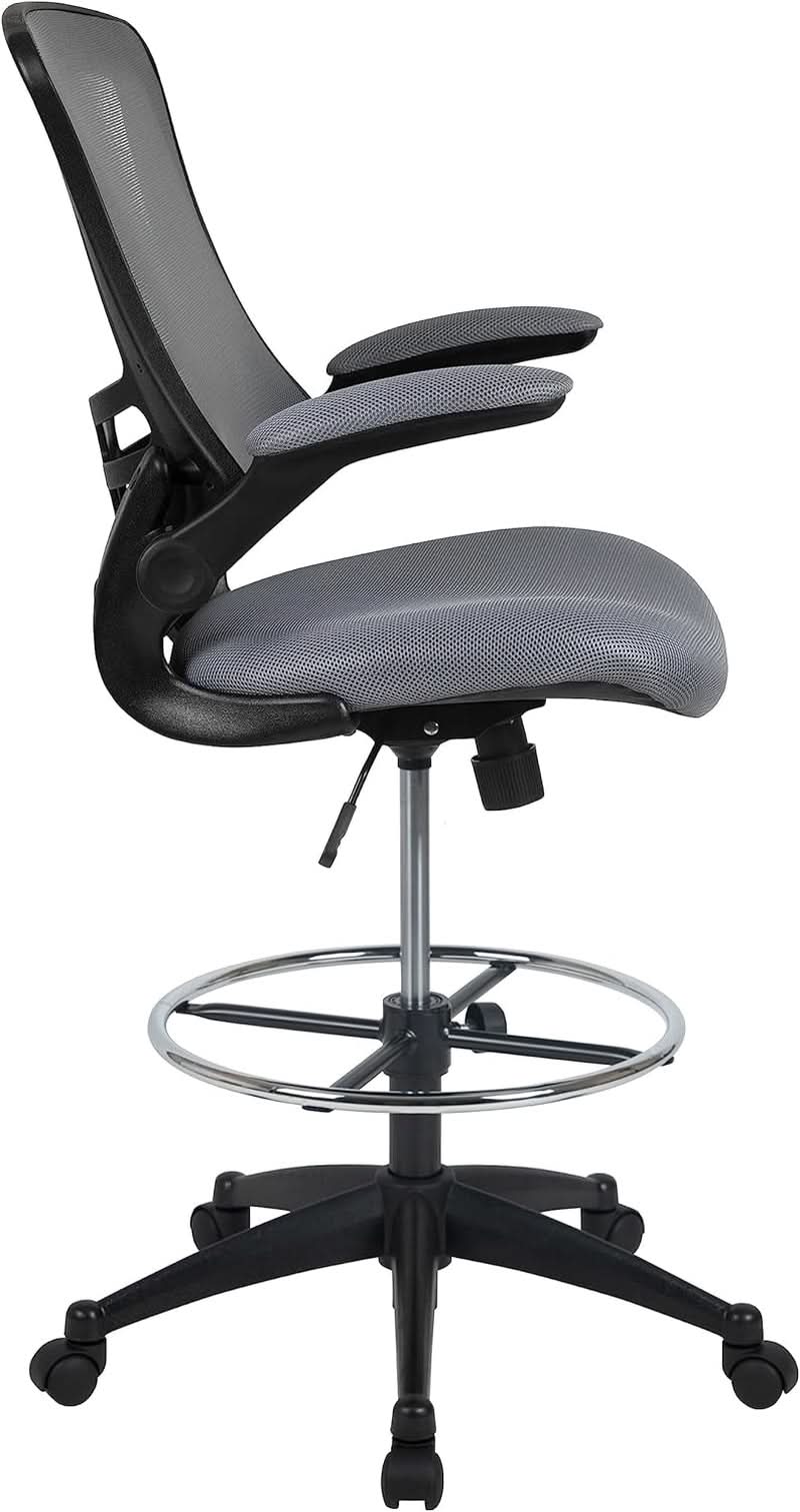 Kelista Mid Back Swivel Office Chair With Height Adjustable Dark Gray Mesh