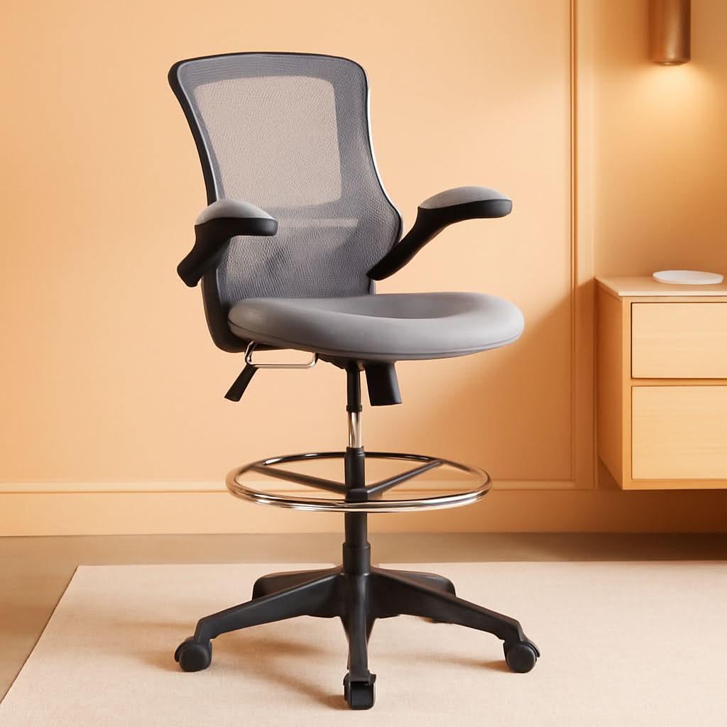 Kelista Mid Back Swivel Office Chair With Height Adjustable Dark Gray Mesh