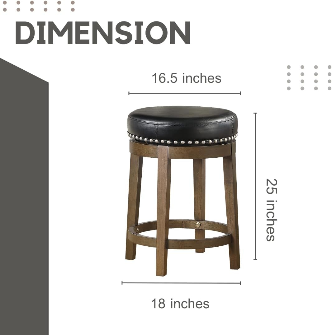 Kenmare Swivel Bar Stools Set Of 2 25 In Black Upholstered