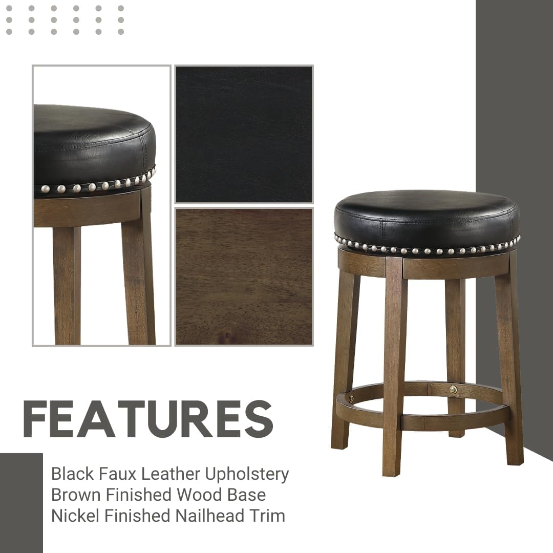 Kenmare Swivel Bar Stools Set Of 2 25 In Black Upholstered
