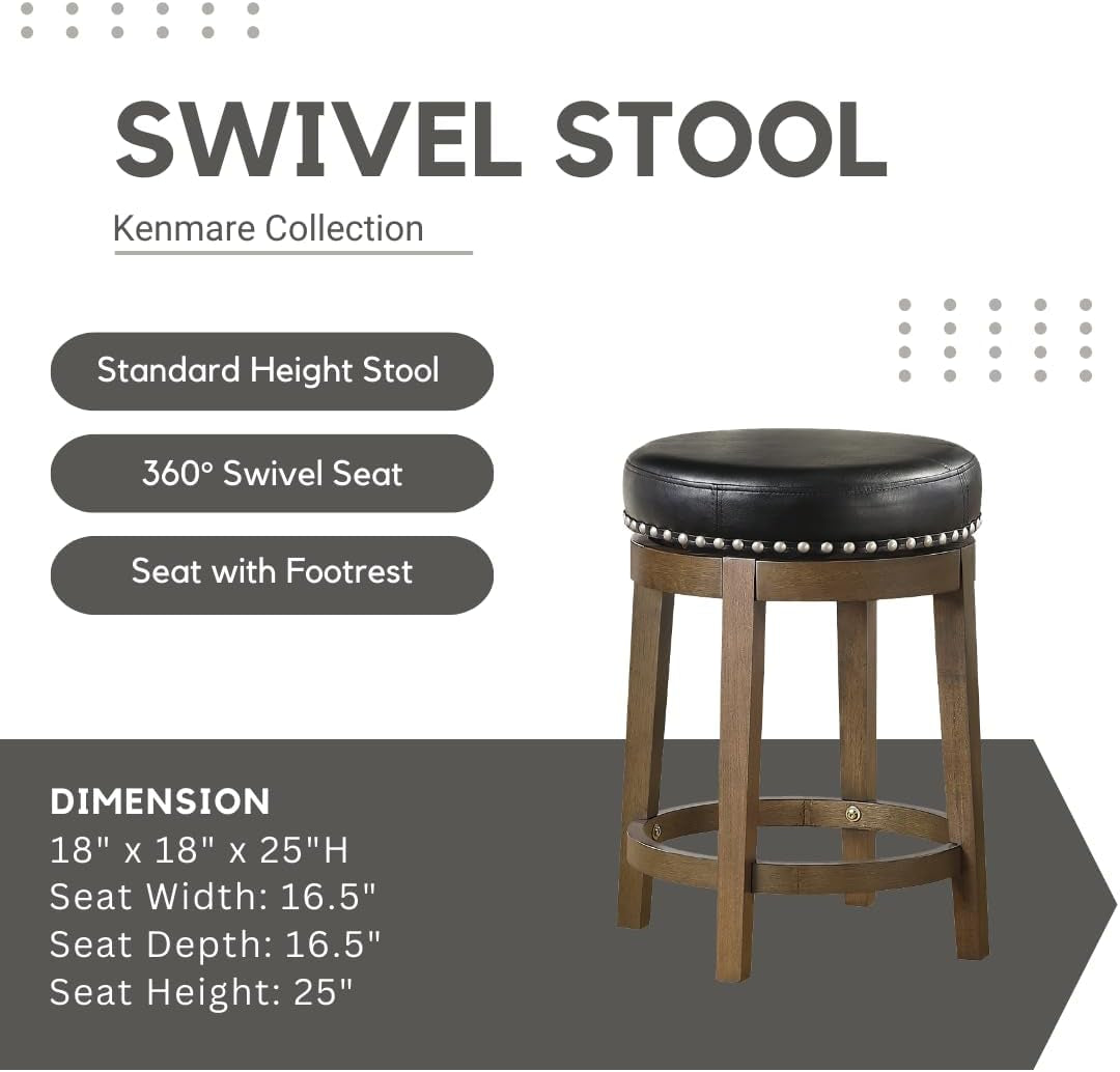 Kenmare Swivel Bar Stools Set Of 2 25 In Black Upholstered