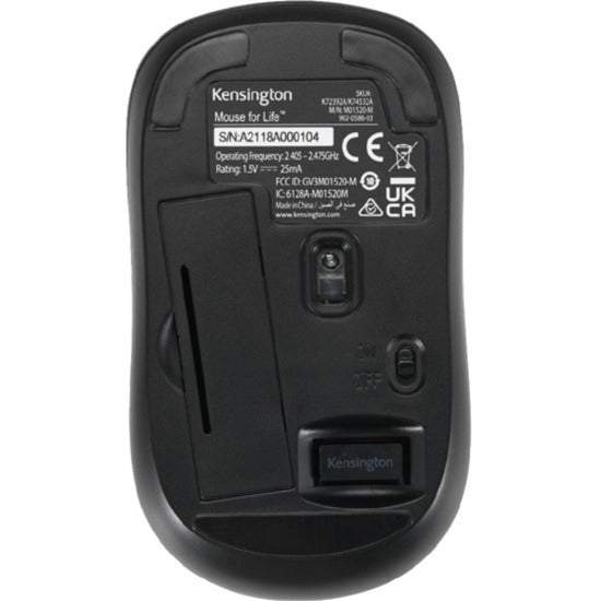 Kensington Mouse - Optical - Wireless - Radio Frequency - 2.40 GHz - Black - USB - 1000