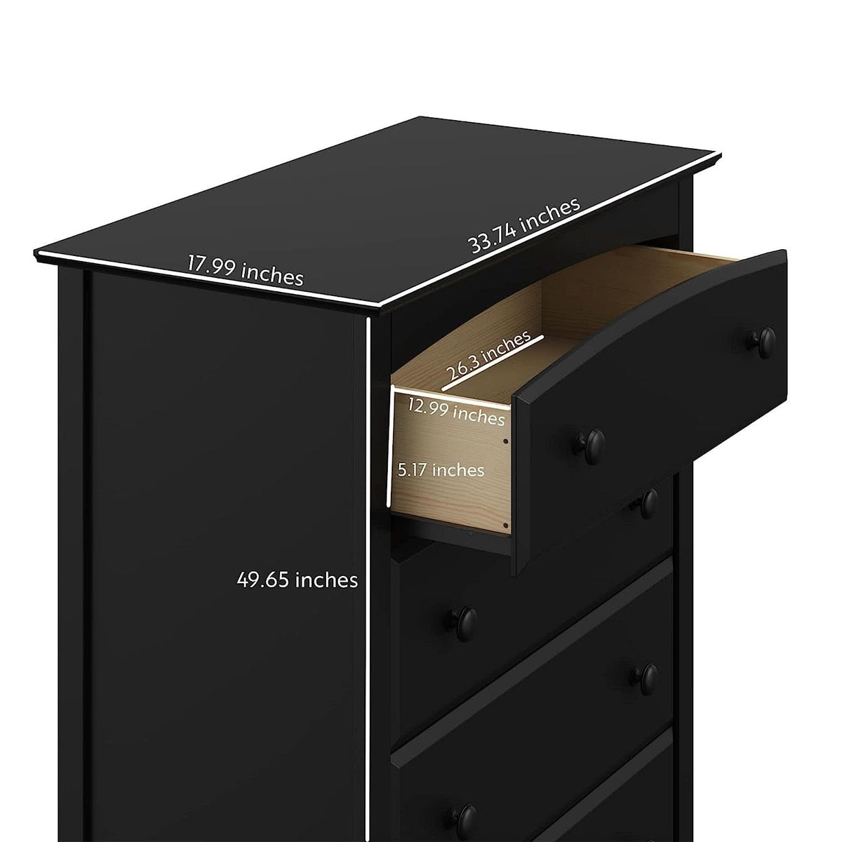 Kenton 5 Drawer Dresser For Kids Bedroom With Anti Tip Kit