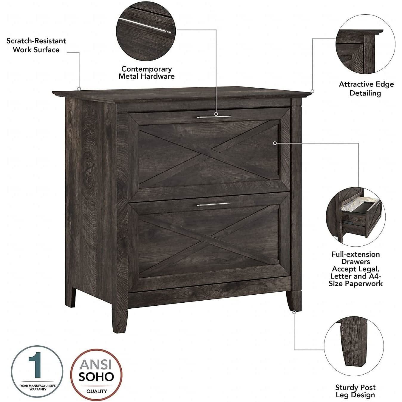 Key West 60W L Shaped Desk With Mobile File Cabinet Bundle
