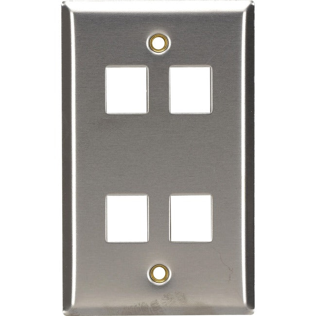 Keystone Wallplate - Stainless Steel, Single-Gang, 4-Port, Gsa, Taa