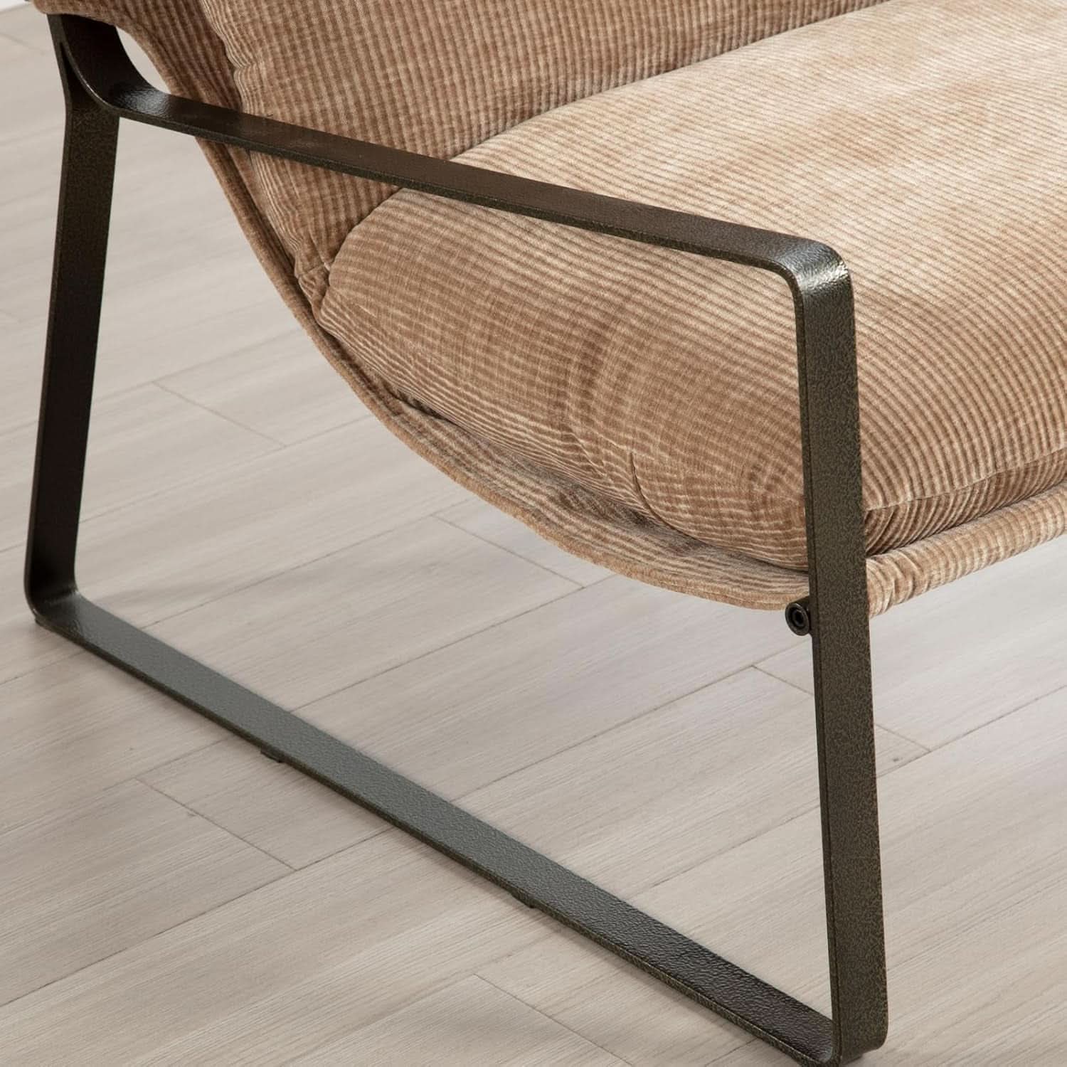 Khaki Chenille Accent Chair With Armrest Upholstered