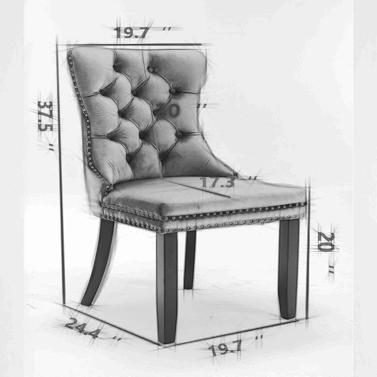 Khaki Velvet Dining Chairs Set Of 4 With Tufted Upholstery
