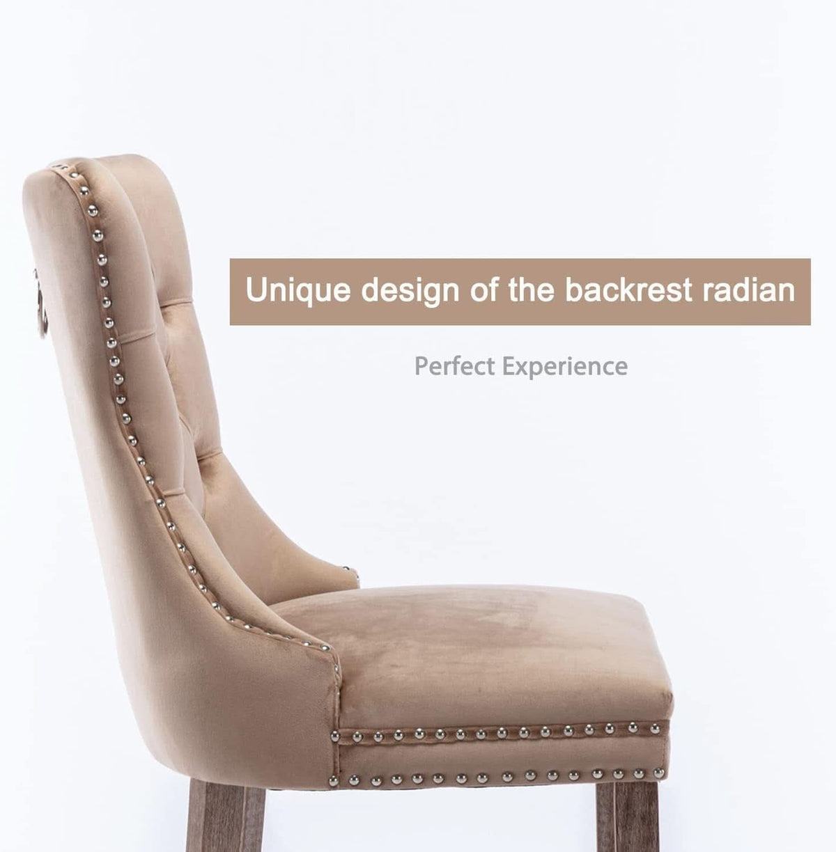 Khaki Velvet Dining Chairs Set Of 4 With Tufted Upholstery