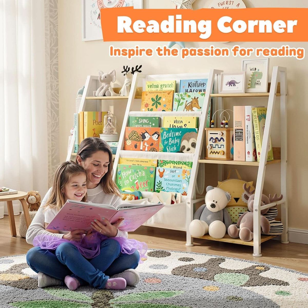 Kids Bookshelf And Toy Organizer 3-Tier Burlywood Bookcase