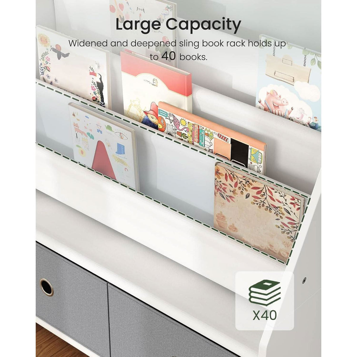 Kids Bookshelf And Toy Storage 4 Tier Book Rack White Gray