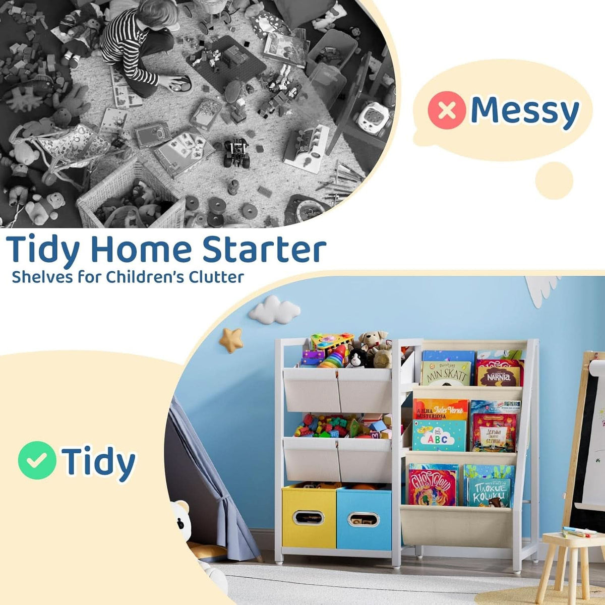 Kids Bookshelf Toy Storage Organizer With 6 Toy Bins