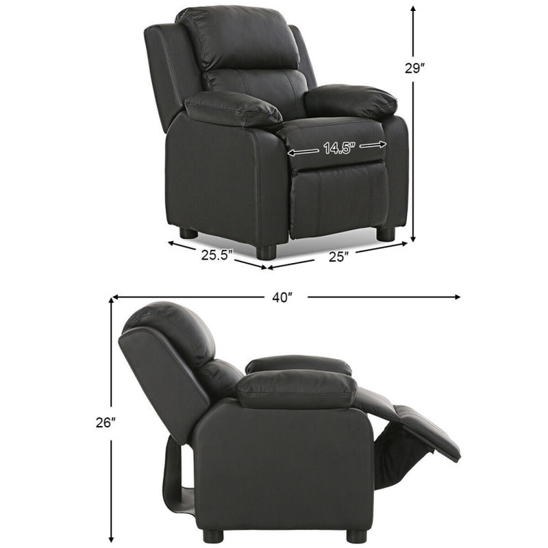 Kids Deluxe Headrest Recliner Sofa Chair Hidden Storage