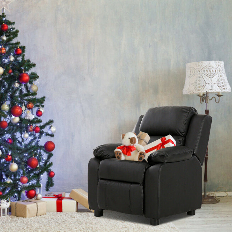 Kids Deluxe Headrest Recliner Sofa Chair Hidden Storage