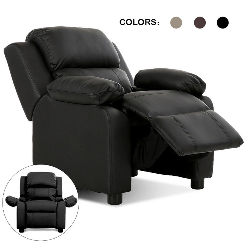 Kids Deluxe Headrest Recliner Sofa Chair Hidden Storage