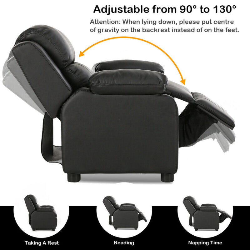 Kids Deluxe Headrest Recliner Sofa Chair Hidden Storage