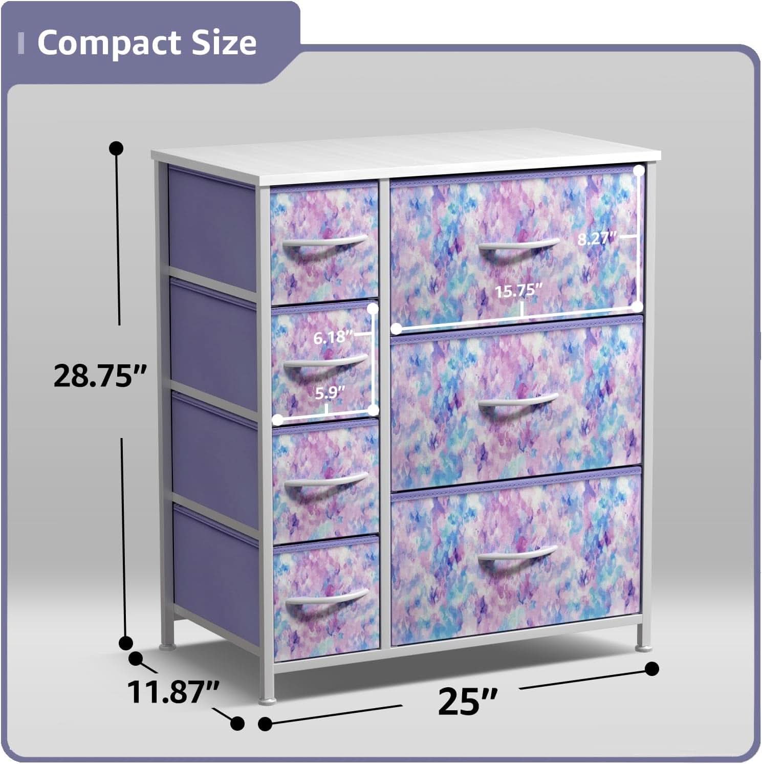 Kids Dresser With 7 Drawers And Fabric Bins Included