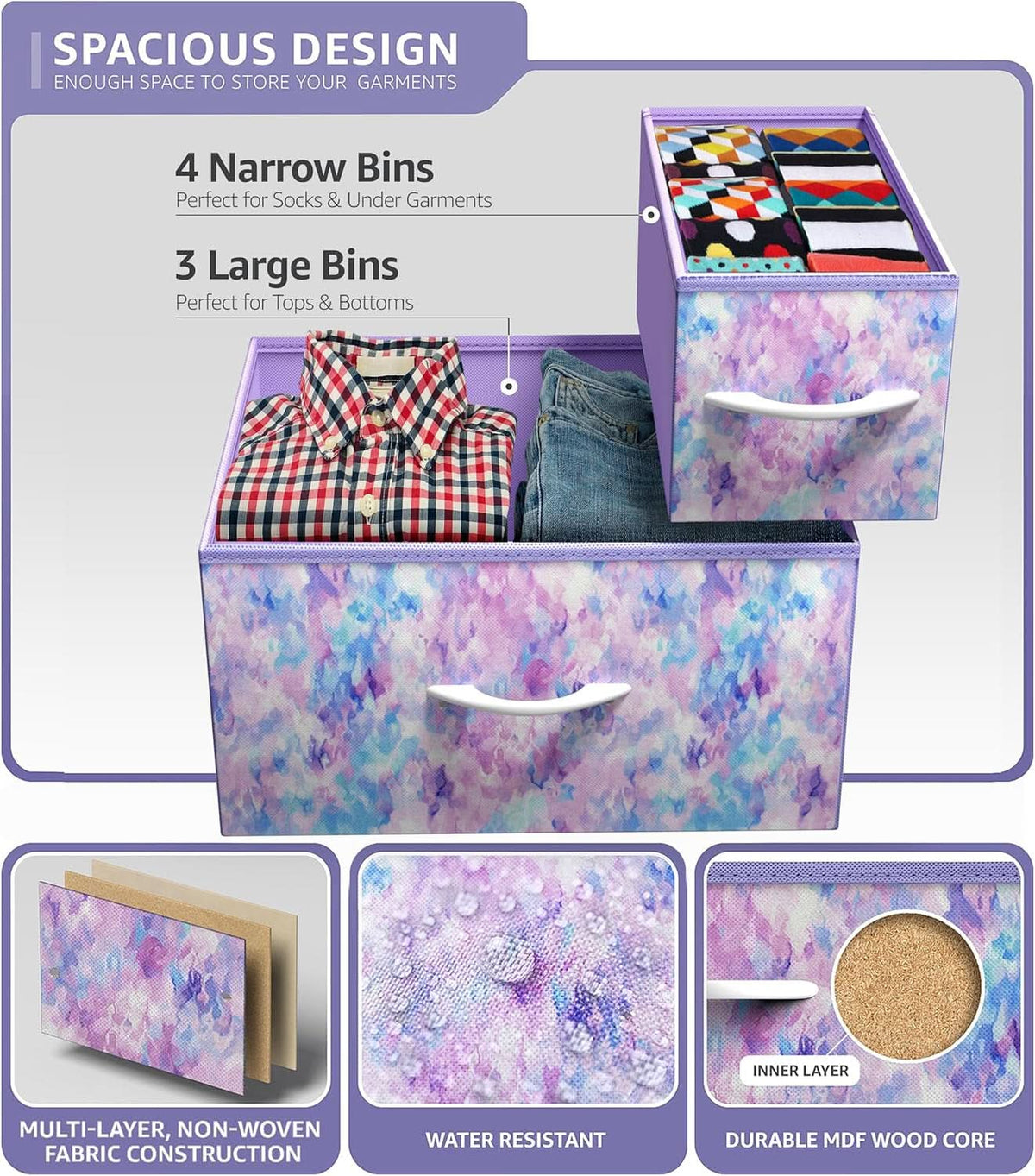 Kids Dresser With 7 Drawers And Fabric Bins Included
