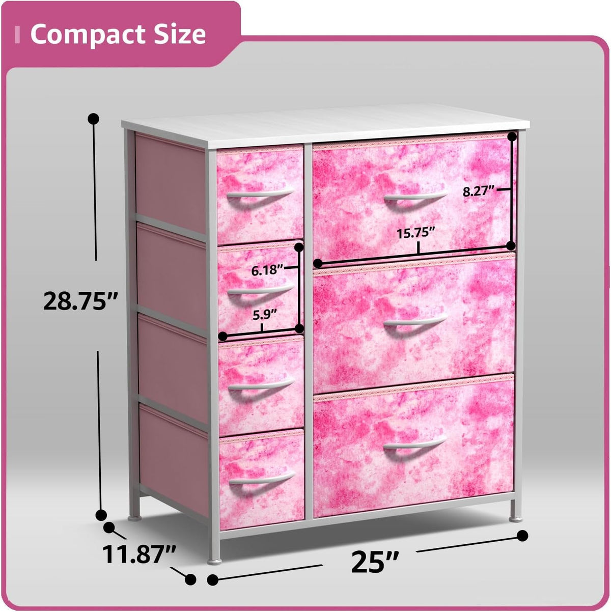 Kids Dresser With 7 Drawers And Steel Frame And Wood Top