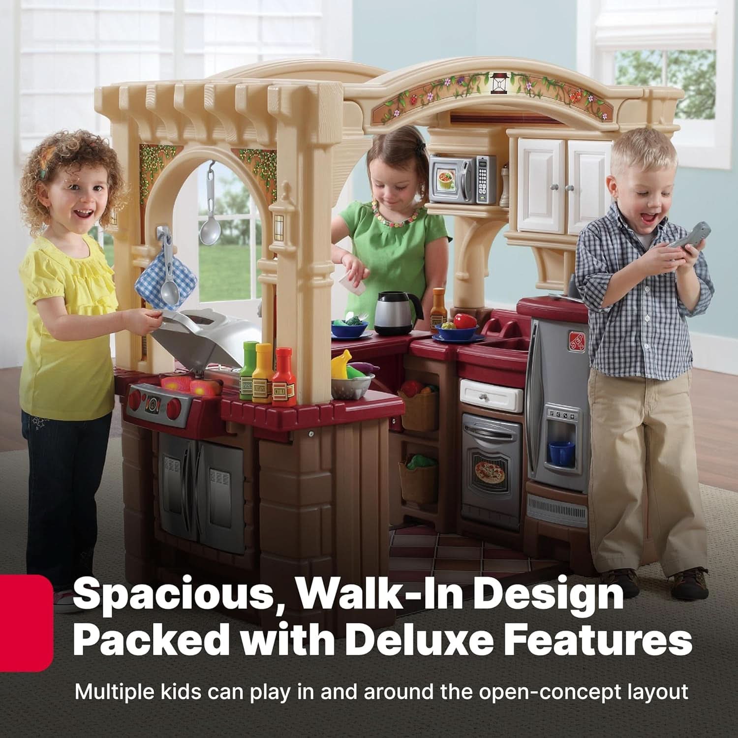 Kids Kitchen Playset With Interactive Lights Brown