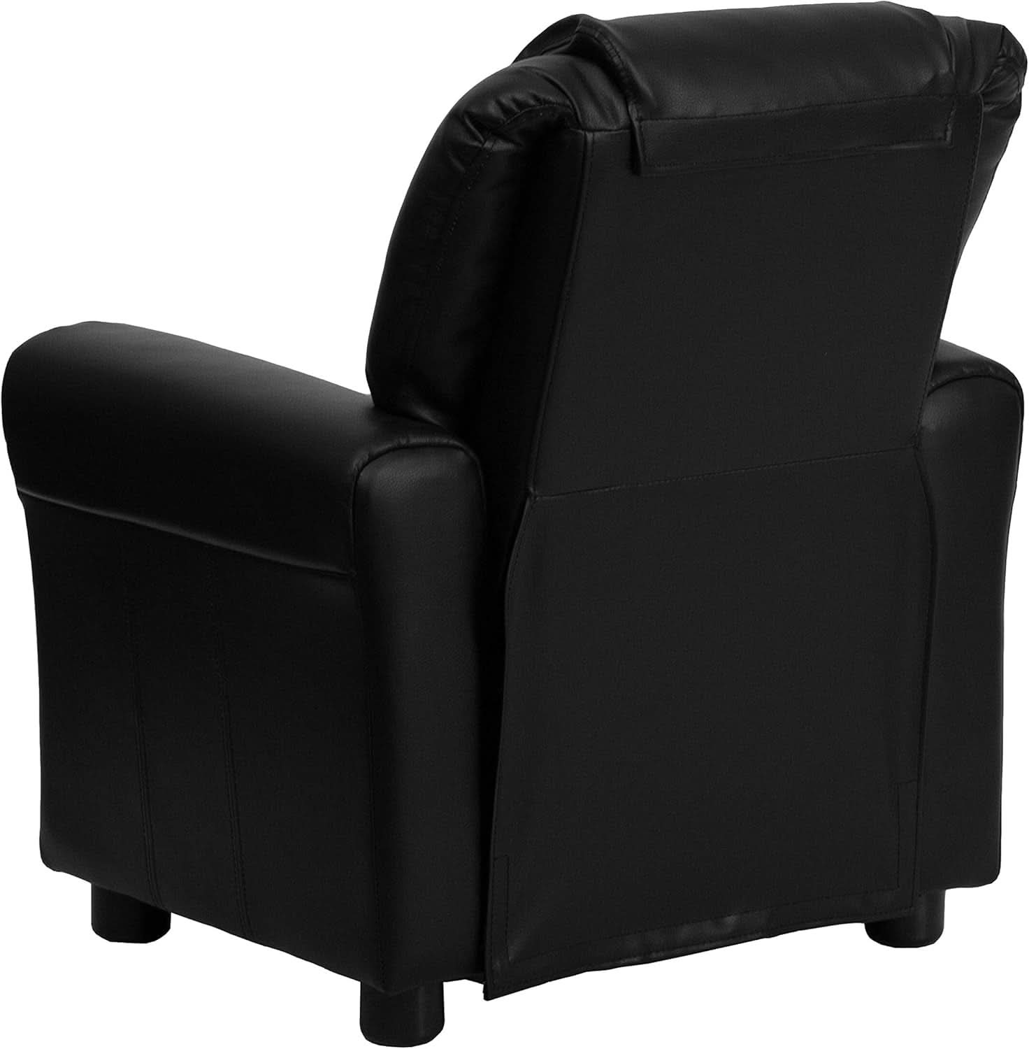 Kids Leathersoft Recliner With Cup Holder And Safety Recline Black