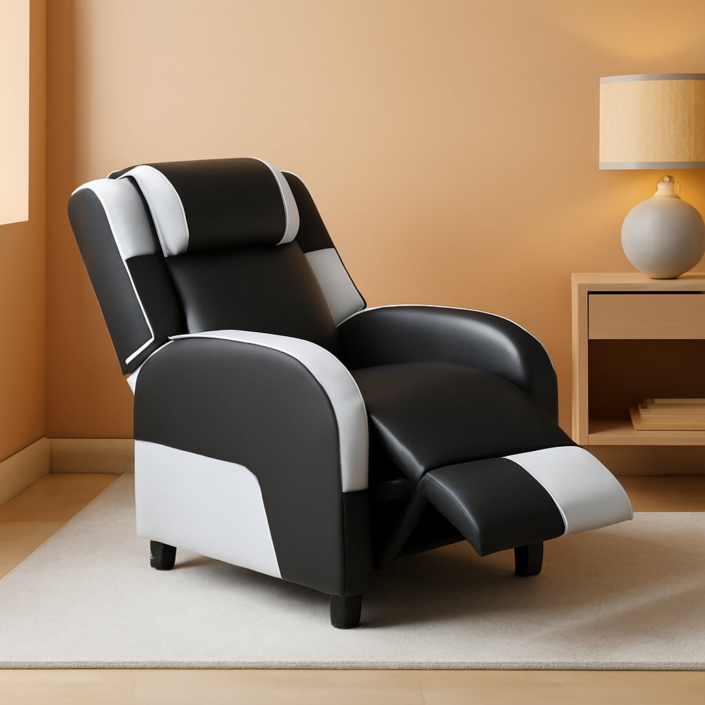 Kids PU Leather Gaming Recliner With Headrest And Footrest