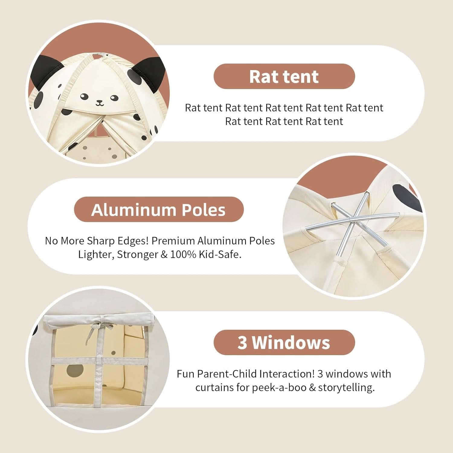 Kids Play Tent 55Inch Peach Premium Quality Indoors
